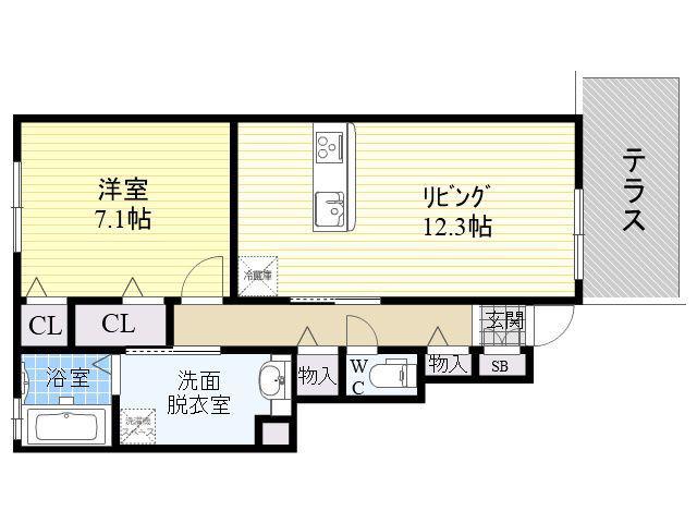 アデレード(1LDK/1階)の間取り写真