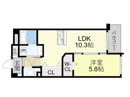ピュアコートⅣ(1LDK/4階)の間取り写真