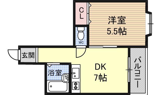 イマフルネス(1DK/1階)の間取り写真