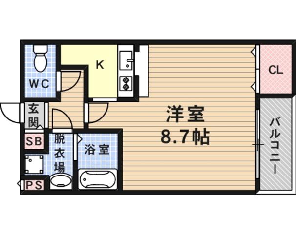 フジパレス駒川中野(1K/3階)の間取り写真