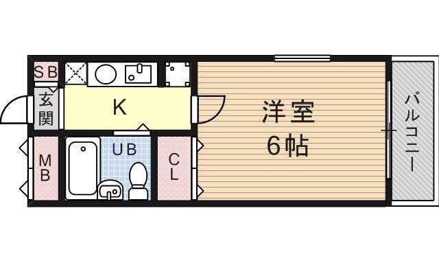 ノース2(1K/3階)の間取り写真