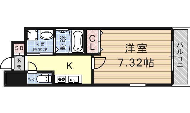 クローバー・ソレイユ南田辺(1K/7階)の間取り写真