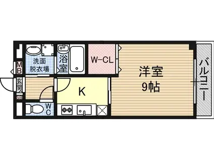 アンプルールフェール六反(1K/1階)の間取り写真