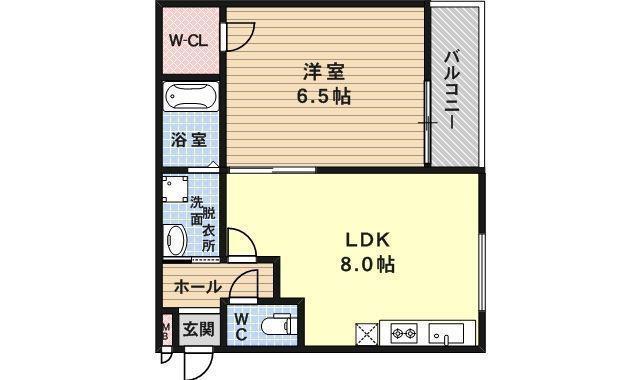 エアリーメゾンCUBE(1LDK/1階)の間取り写真