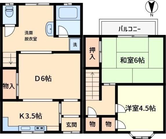 大阪市営谷町線 喜連瓜破駅 徒歩9分 2階建 築56年(3K)の間取り写真