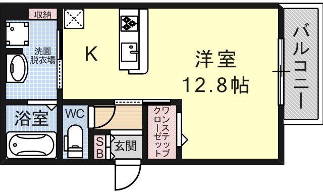ラポートエル(ワンルーム/3階)の間取り写真