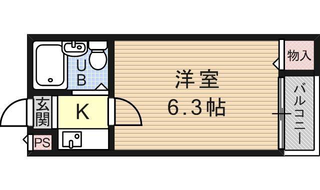 ロイヤルパレス東住吉(1K/2階)の間取り写真