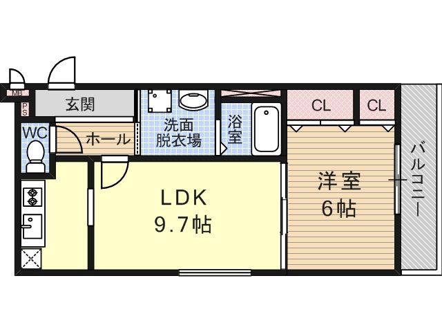 フジパレス平野2番館(1LDK/1階)の間取り写真