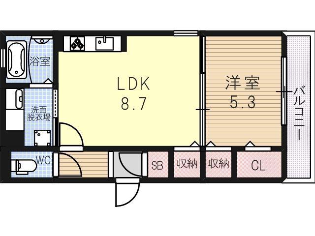 アビタシオン加美北(1LDK/3階)の間取り写真