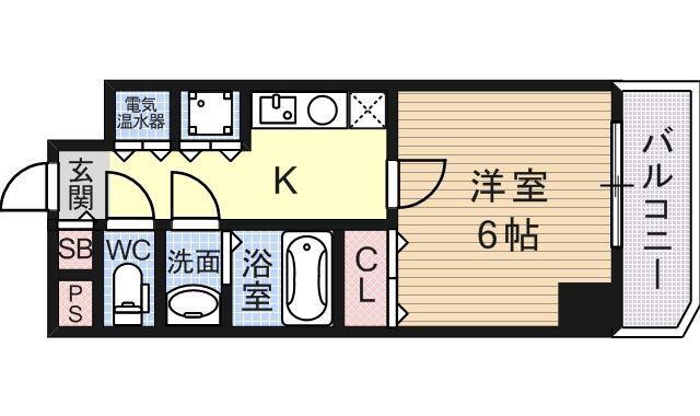 CITYSPIRE平野(1K/9階)の間取り写真