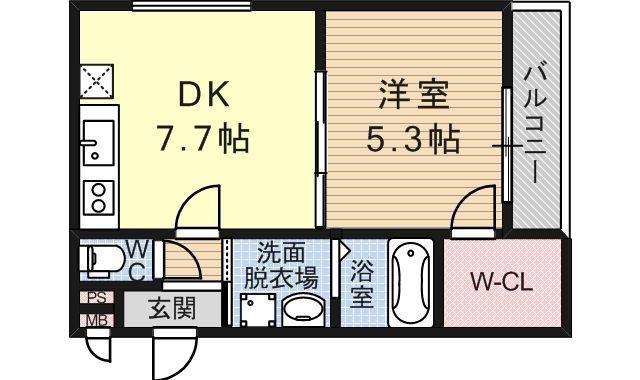 フジパレス平野西(1DK/2階)の間取り写真