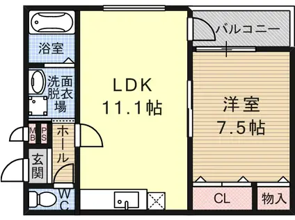 パストール喜連東(1LDK/2階)の間取り写真