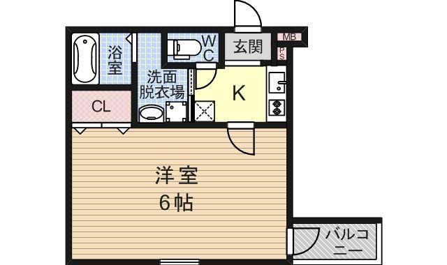 フジパレス喜連(1K/2階)の間取り写真
