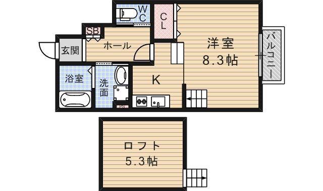 あんしん住道矢田08-5001(ワンルーム/1階)の間取り写真