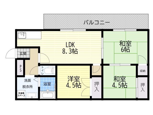 コーポイソダ(3DK/2階)の間取り写真