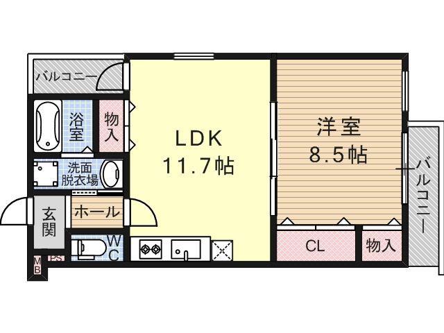 フジパレス今川Ⅲ番館(1LDK/1階)の間取り写真