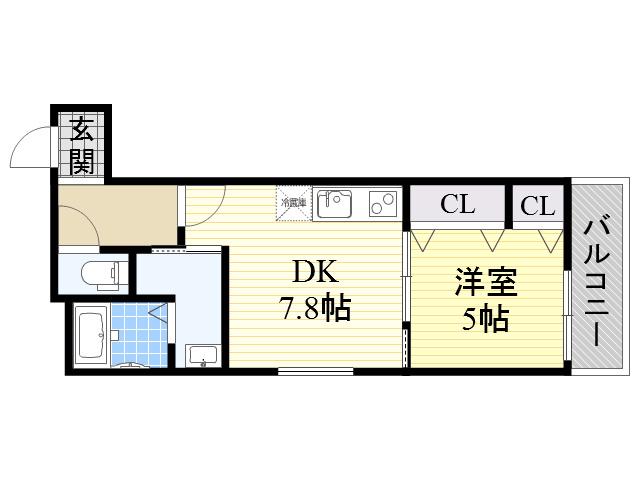フジパレス田辺Ⅲ番館(1DK/3階)の間取り写真