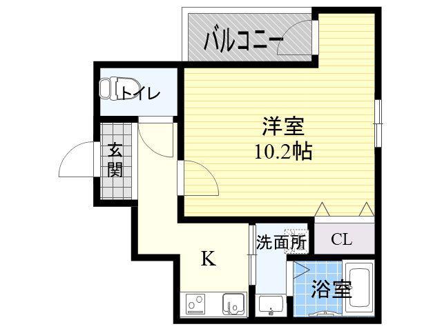 フジパレス駒川中野Ⅱ番館(1K/1階)の間取り写真