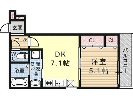 フジパレス喜連西2番館(1DK/2階)の間取り写真
