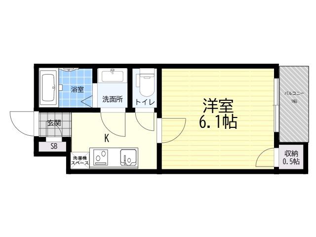 モダンアパートメント平野本町(1K/2階)の間取り写真