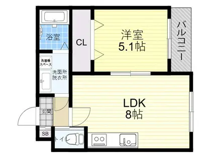 アッシュメゾン加美正覚寺5(1LDK/1階)の間取り写真