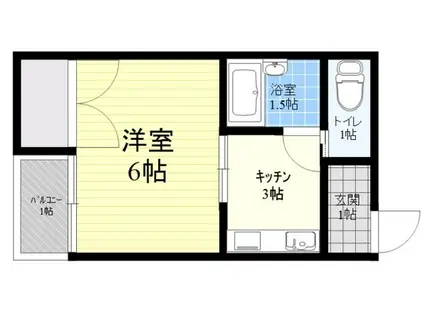 サンシャイン東住吉A棟(1K/4階)の間取り写真