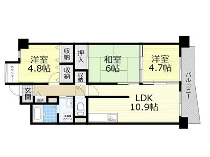 サンプラザ湯里南(3LDK/2階)の間取り写真