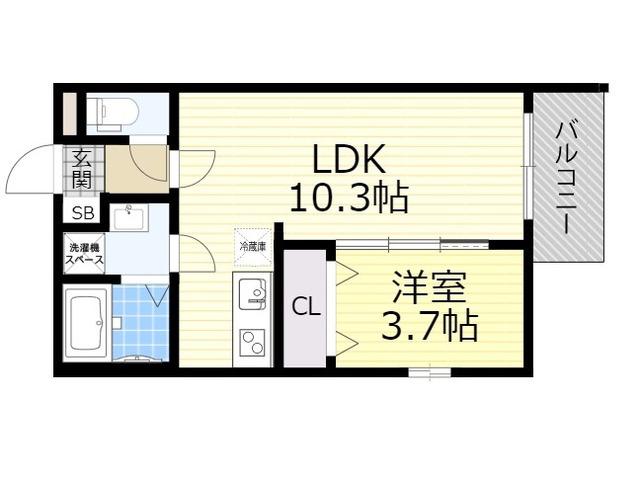 TATERUAPARTMENT加美鞍作2丁目A棟(1LDK/3階)の間取り写真