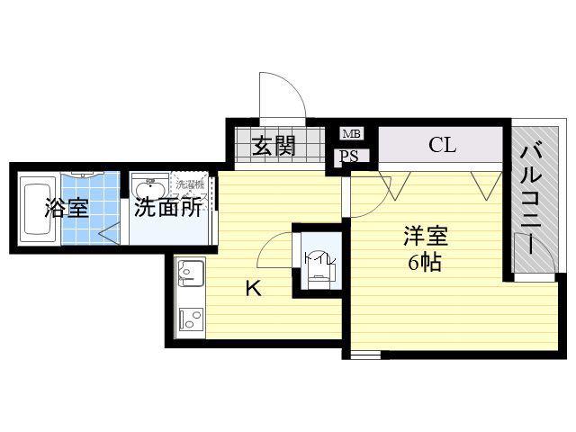 フジパレス田辺駅北(1K/2階)の間取り写真