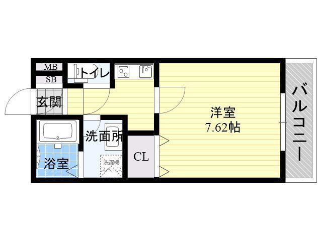 アリエッタ平野(1K/2階)の間取り写真