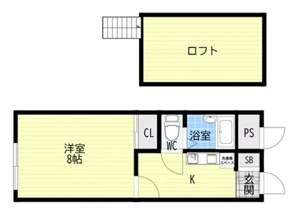 ビコロール東住吉(1K/1階)の間取り写真