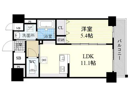 DAIRE・N(1LDK/8階)の間取り写真