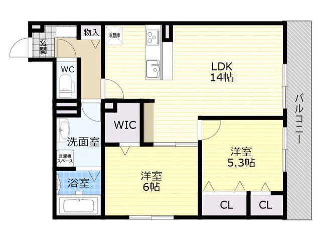 MAISON DU ESPOIR(2LDK/1階)の間取り写真