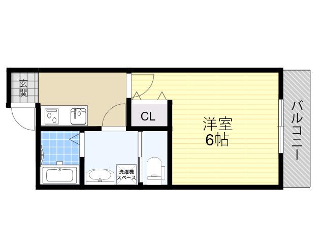 ALEGRIA巽西(1K/2階)の間取り写真