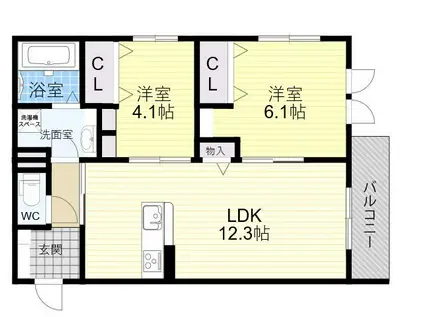 CELESTE B棟(2LDK/3階)の間取り写真