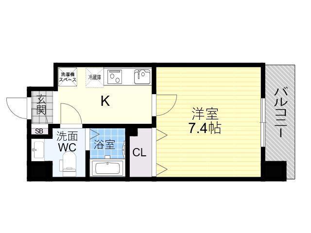 リアーレ北田辺(1K/6階)の間取り写真