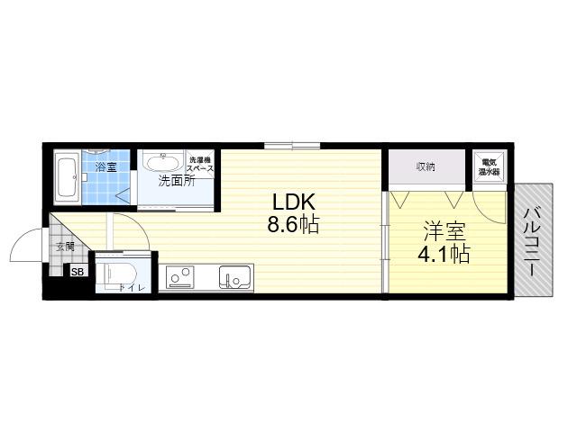 メゾンルシーヌ矢田(1LDK/1階)の間取り写真
