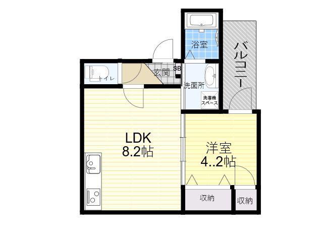 メゾンルシーヌ矢田(1LDK/1階)の間取り写真