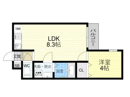 H MAISON東住吉2(1LDK/2階)の間取り写真