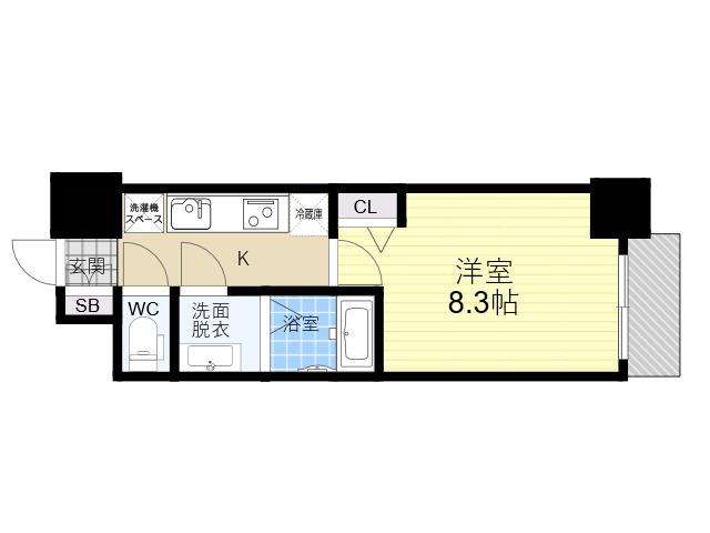 プレデコート北田辺(1K/10階)の間取り写真