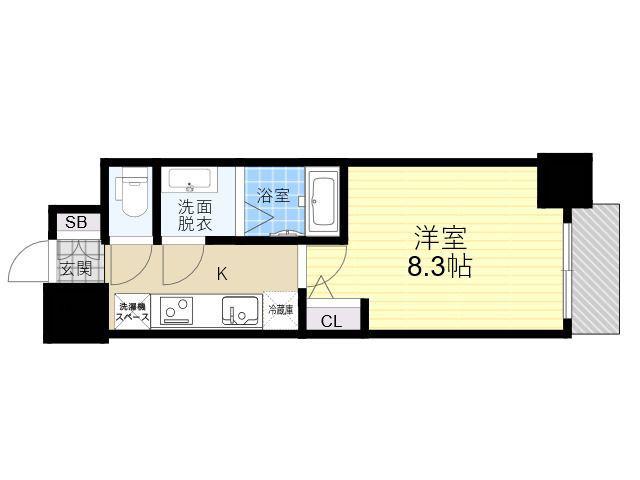 プレデコート北田辺(1K/10階)の間取り写真