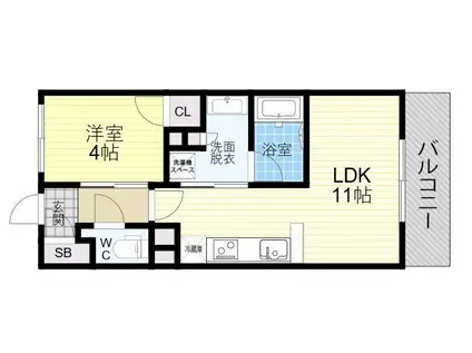 PHOERME TENNOJI イースト(1LDK/7階)の間取り写真