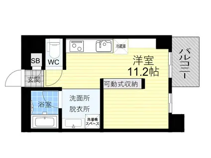 DOUBLE NINE RESIDENCE TENNOJIMINAMI(ワンルーム/8階)の間取り写真