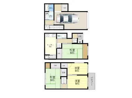 大阪市営谷町線 喜連瓜破駅 徒歩11分 3階建 築41年(4K)の間取り写真