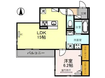 CLASHIST平野西ノース(1LDK/2階)の間取り写真