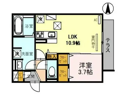 CLASHIST平野西イースト(1LDK/1階)の間取り写真