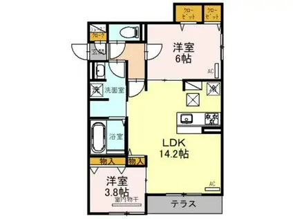 CLASHIST平野西イースト(2LDK/1階)の間取り写真