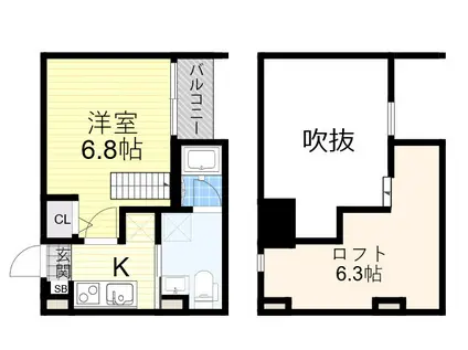 WISTERIA R&T(1K/2階)の間取り写真