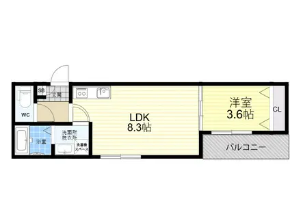 GIRAFFE HIRANO KIRE (1LDK/1階)の間取り写真
