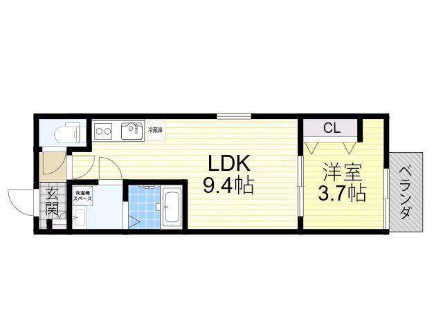 BADGE YATA(1LDK/2階)の間取り写真